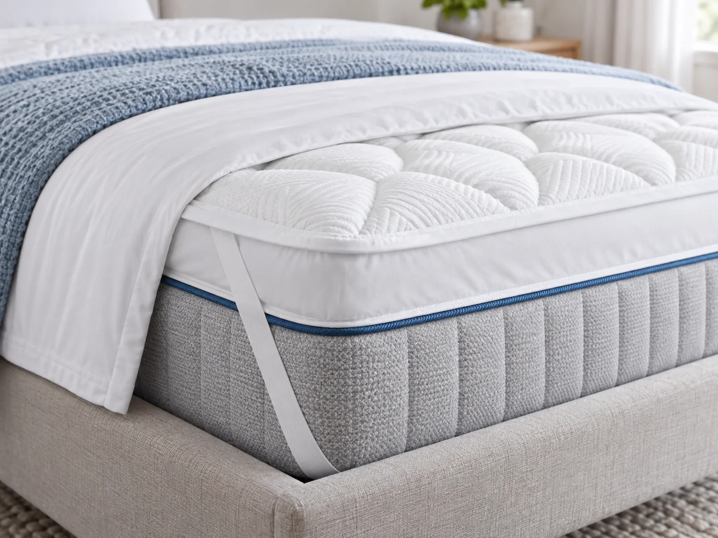 Quilted mattress protector and bed essentials